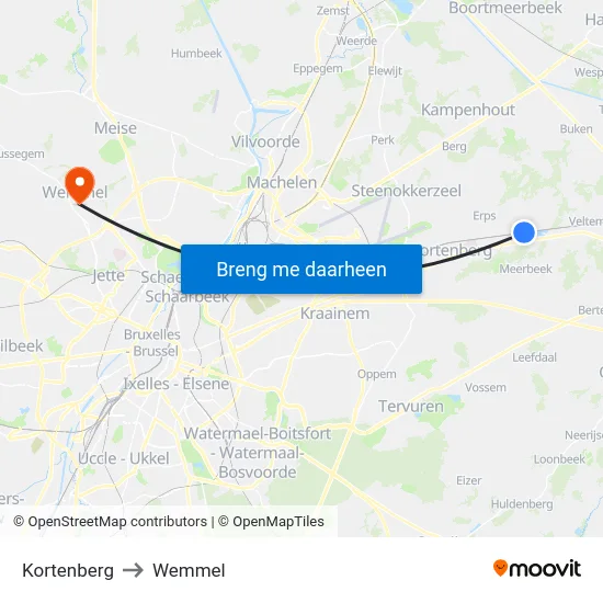 Kortenberg to Wemmel map