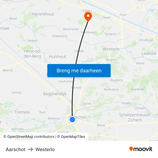Aarschot to Westerlo map