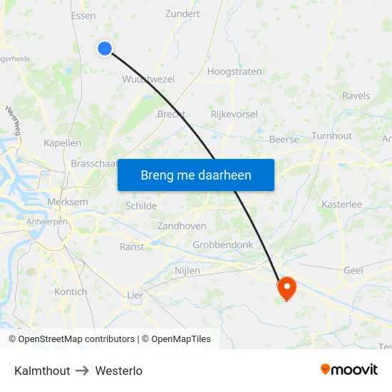 Kalmthout to Westerlo map