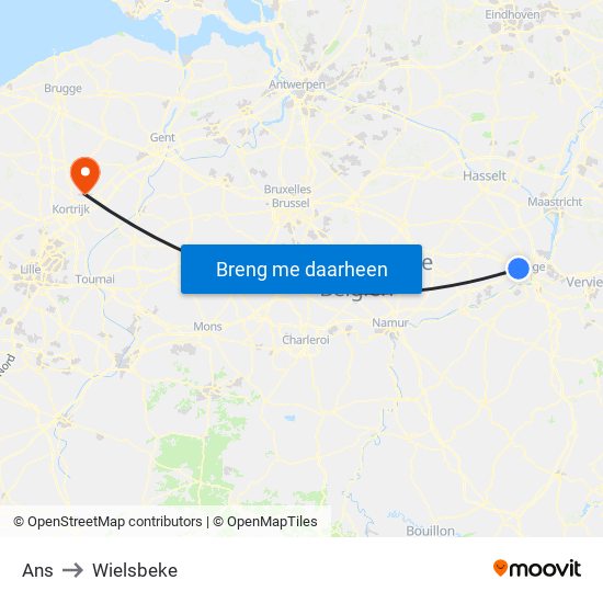 Ans to Wielsbeke map