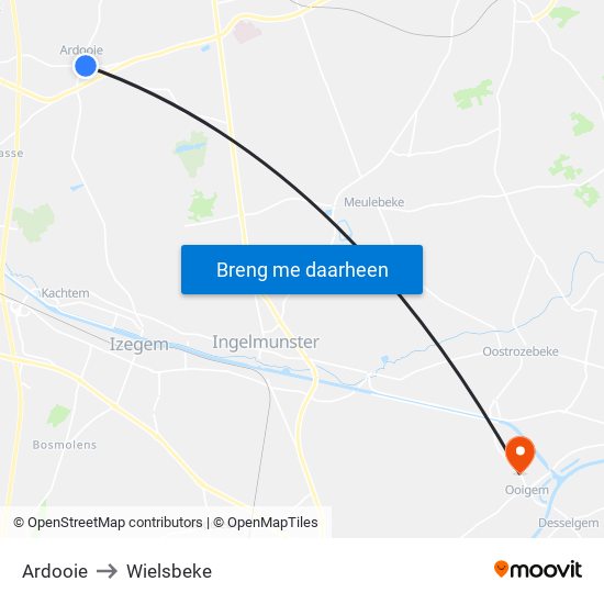 Ardooie to Wielsbeke map