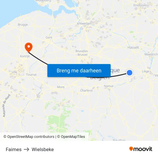 Faimes to Wielsbeke map