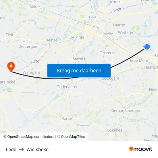 Lede to Wielsbeke map
