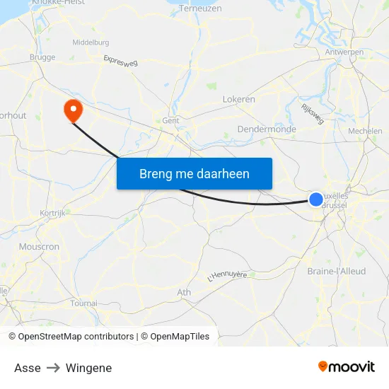 Asse to Wingene map