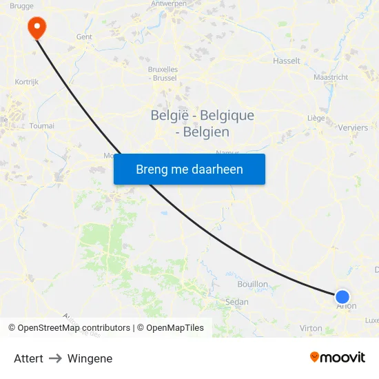 Attert to Wingene map