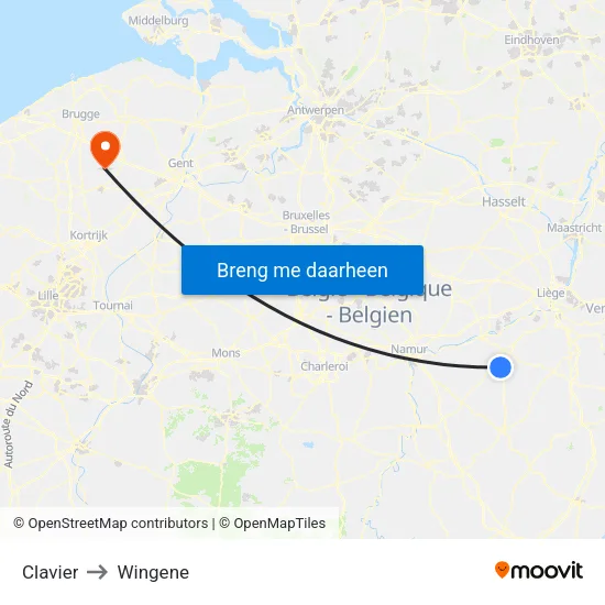 Clavier to Wingene map