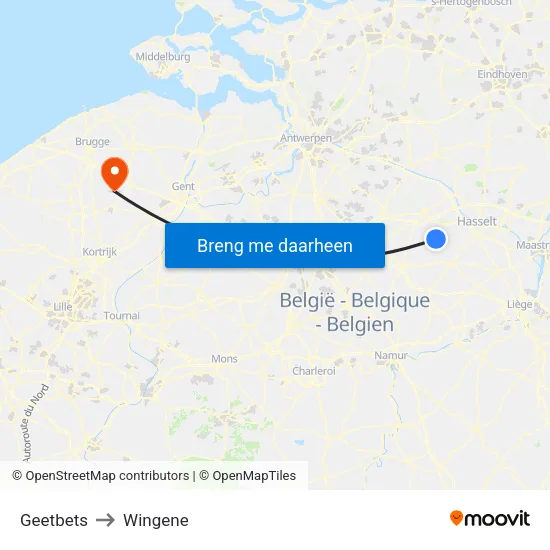 Geetbets to Wingene map