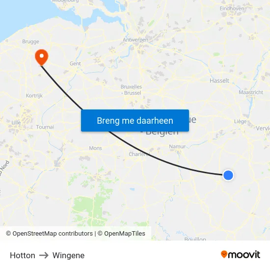 Hotton to Wingene map