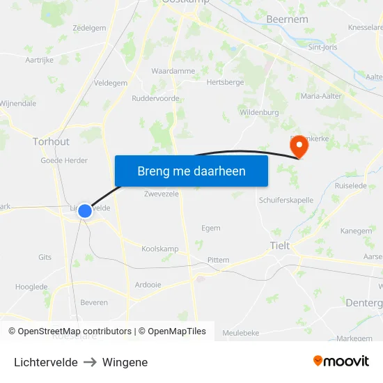 Lichtervelde to Wingene map