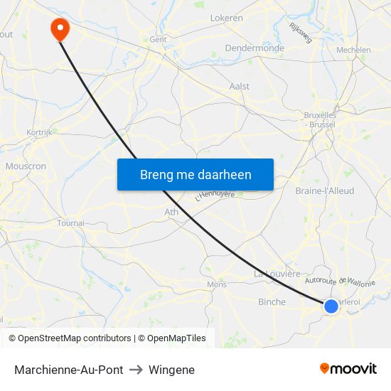 Marchienne-Au-Pont to Wingene map