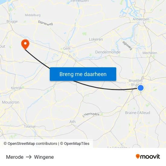 Merode to Wingene map