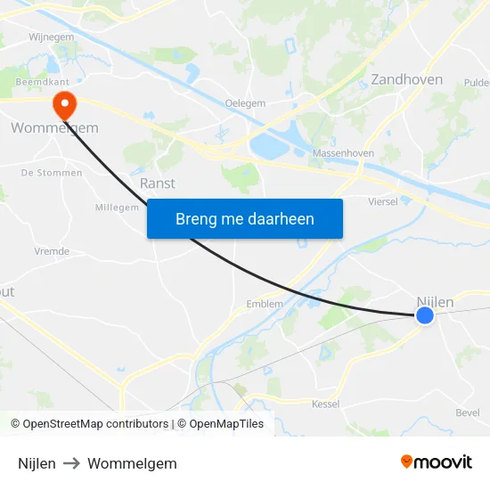 Nijlen to Wommelgem map