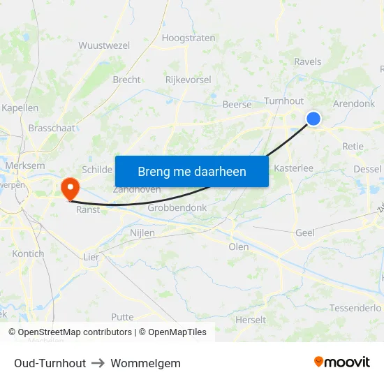 Oud-Turnhout to Wommelgem map