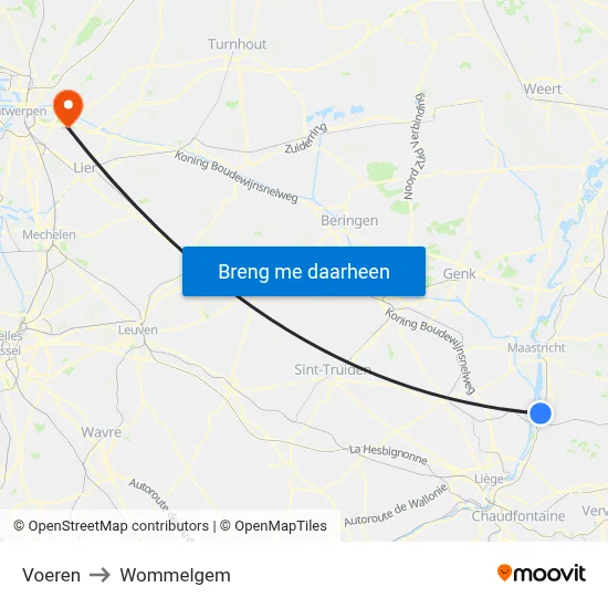 Voeren to Wommelgem map