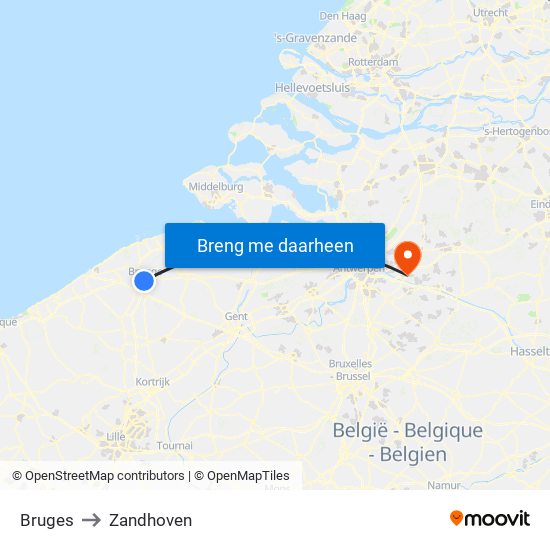 Bruges to Zandhoven map