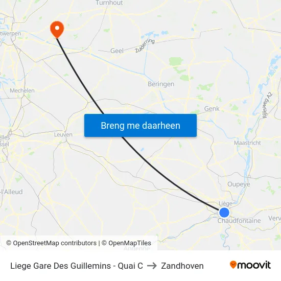 Liege Gare Des Guillemins - Quai C to Zandhoven map