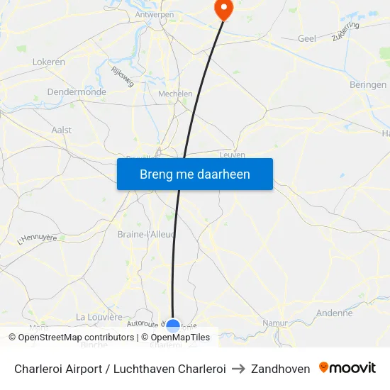 Charleroi Airport / Luchthaven Charleroi to Zandhoven map