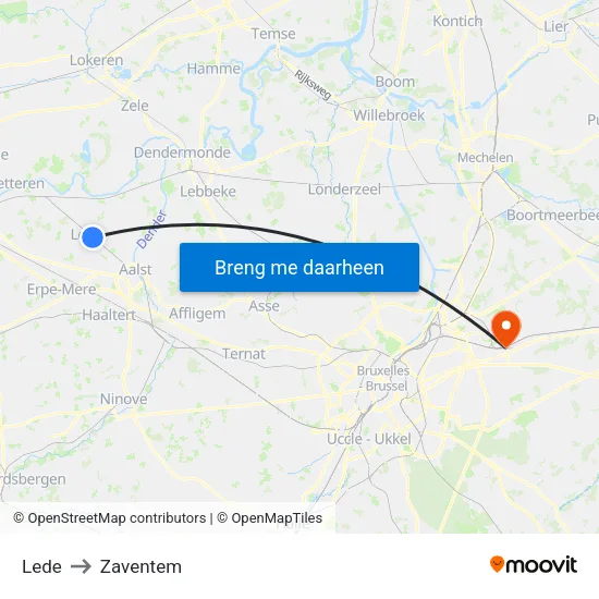 Lede to Zaventem map