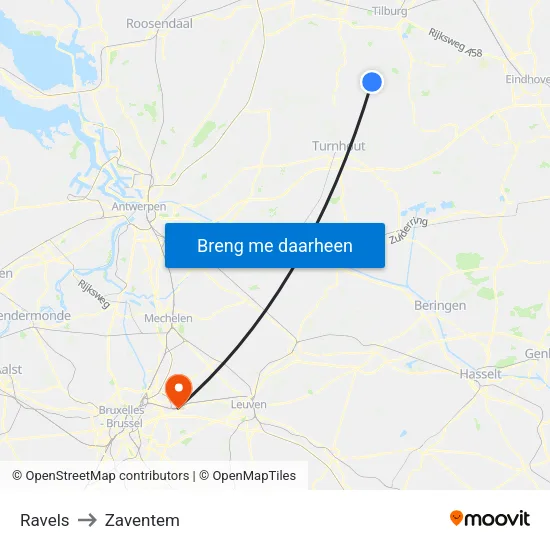 Ravels to Zaventem map