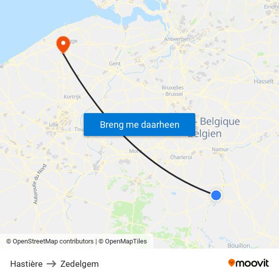 Hastière to Zedelgem map