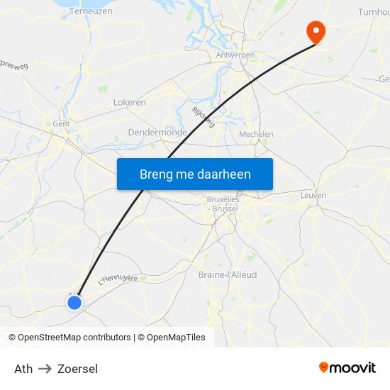 Ath to Zoersel map