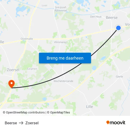 Beerse to Zoersel map