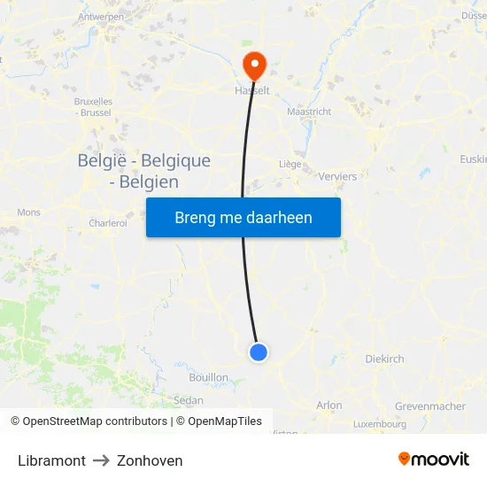 Libramont to Zonhoven map