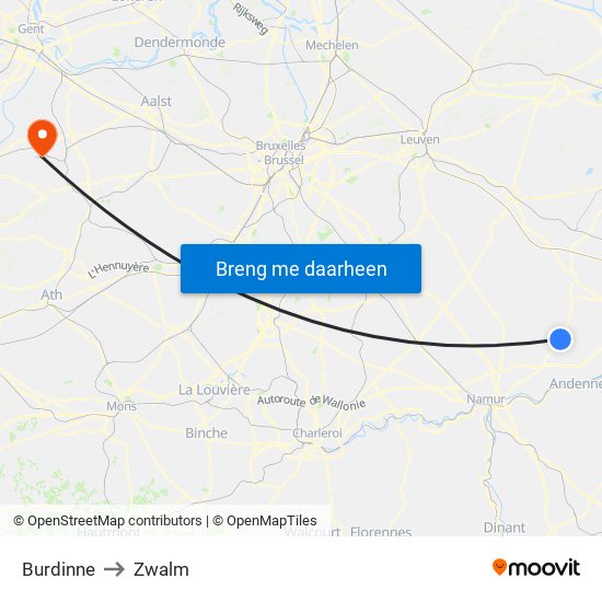 Burdinne to Zwalm map