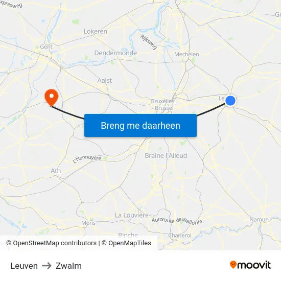 Leuven to Zwalm map