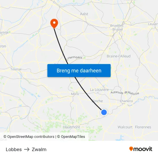 Lobbes to Zwalm map