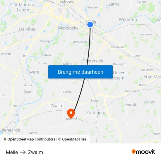 Melle to Zwalm map