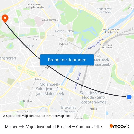 Meiser to Vrije Universiteit Brussel — Campus Jette map