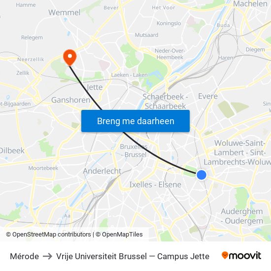 Mérode to Vrije Universiteit Brussel — Campus Jette map
