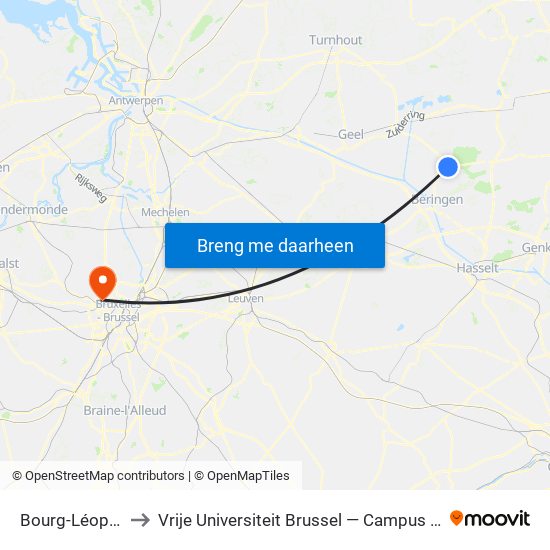 Bourg-Léopold to Vrije Universiteit Brussel — Campus Jette map