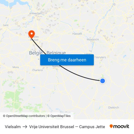 Vielsalm to Vrije Universiteit Brussel — Campus Jette map