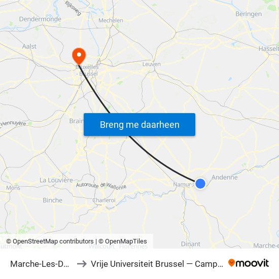 Marche-Les-Dames to Vrije Universiteit Brussel — Campus Jette map