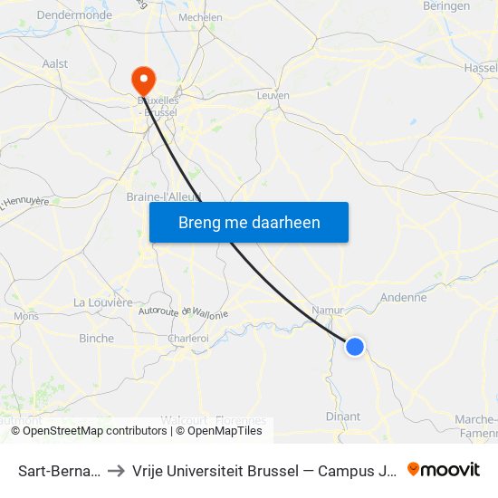 Sart-Bernard to Vrije Universiteit Brussel — Campus Jette map