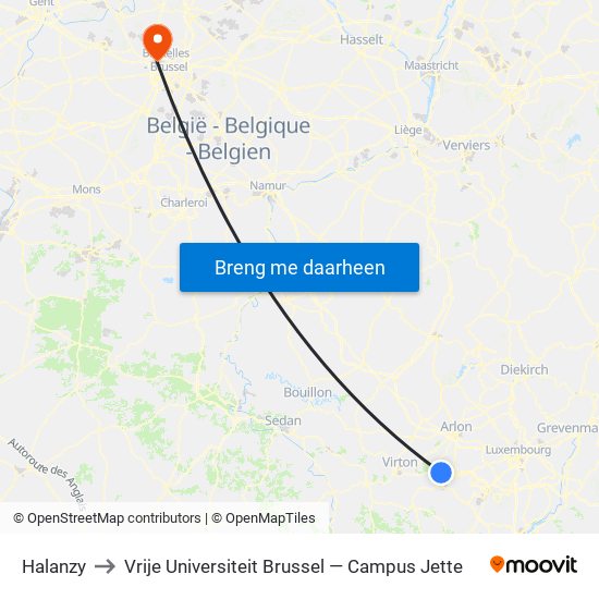 Halanzy to Vrije Universiteit Brussel — Campus Jette map