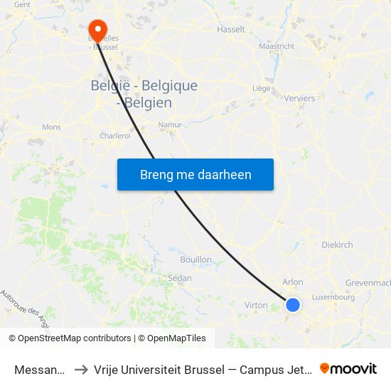 Messancy to Vrije Universiteit Brussel — Campus Jette map