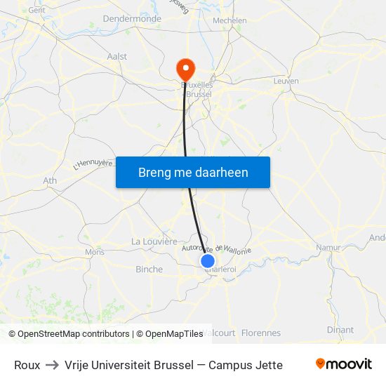 Roux to Vrije Universiteit Brussel — Campus Jette map