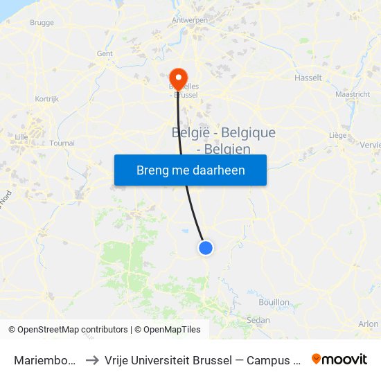 Mariembourg to Vrije Universiteit Brussel — Campus Jette map
