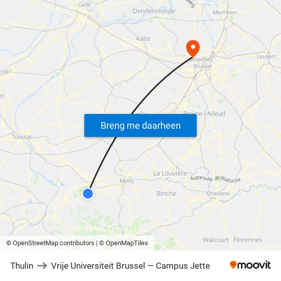Thulin to Vrije Universiteit Brussel — Campus Jette map