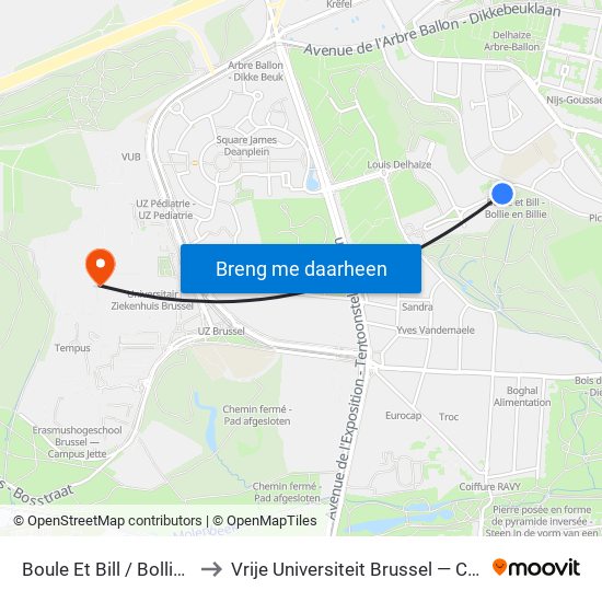 Boule Et Bill / Bollie En Billie to Vrije Universiteit Brussel — Campus Jette map