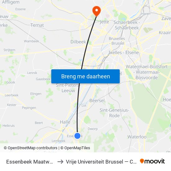 Essenbeek Maatwerkbedrijf to Vrije Universiteit Brussel — Campus Jette map