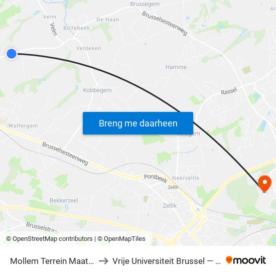 Mollem Terrein Maatwerkbedrijf to Vrije Universiteit Brussel — Campus Jette map