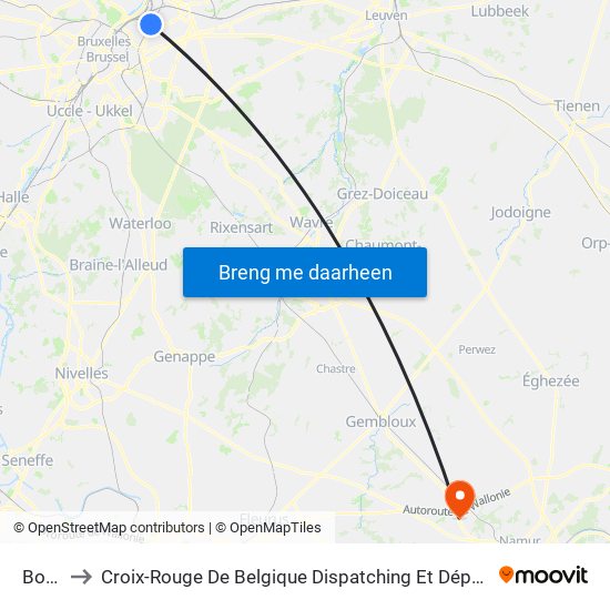 Bordet to Croix-Rouge De Belgique Dispatching Et Département Des Secours map