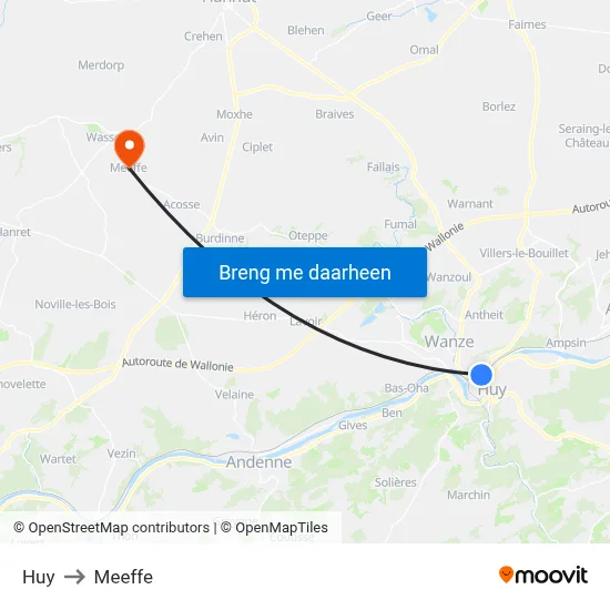 Huy to Meeffe map