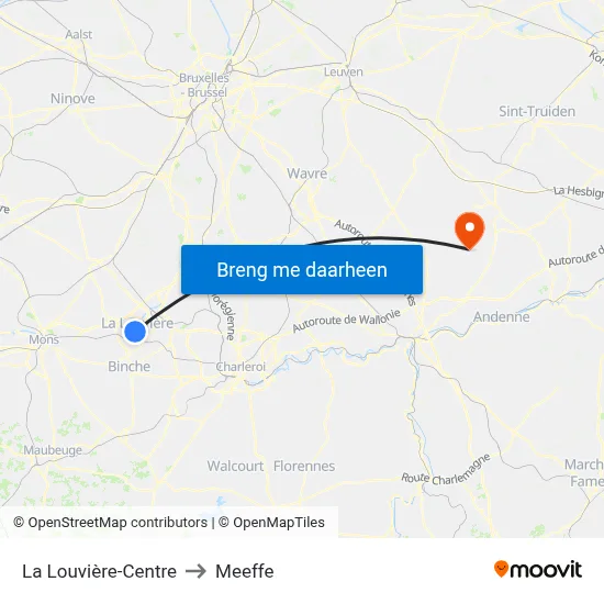 La Louvière-Centre to Meeffe map