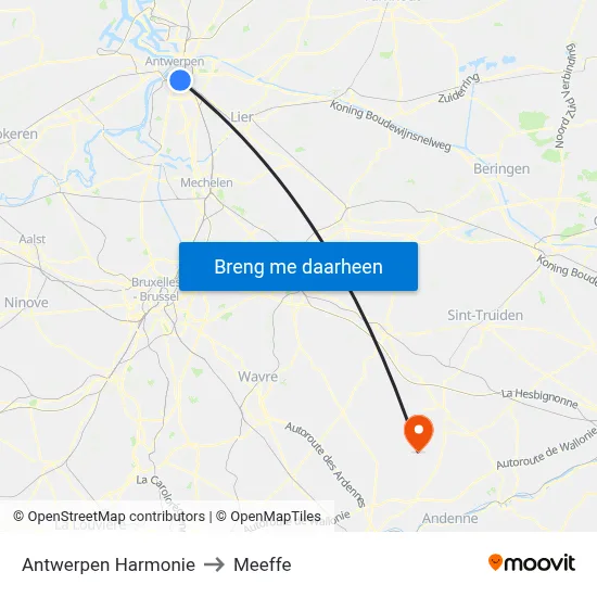 Antwerpen Harmonie to Meeffe map