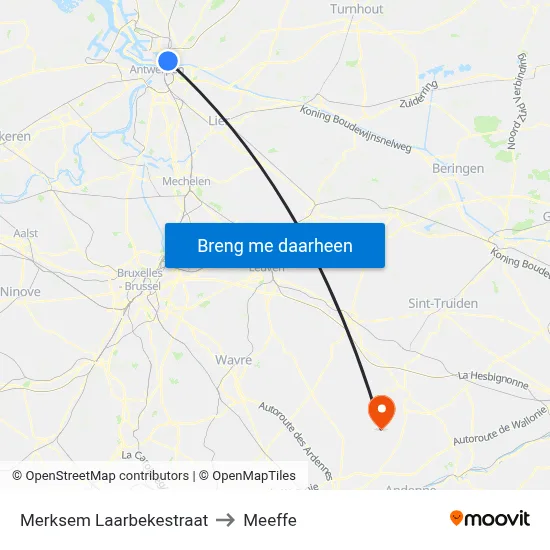 Merksem Laarbekestraat to Meeffe map